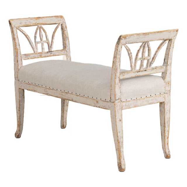 19th C. Swedish Gustavian Lindome Painted Window Bench For Sale