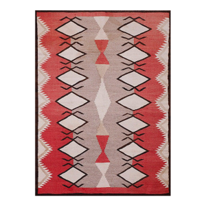 1920s Gray Tribal Kilim Geometric Antique Navajo Rug 4'2" X 5'7" Flatweave Wool Carpet