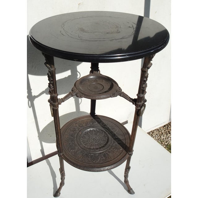 Black Antique Cast Iron Side Table with Black Marble Top by E.G. Zimmermann, Hanau, 1890s For Sale - Image 8 of 18