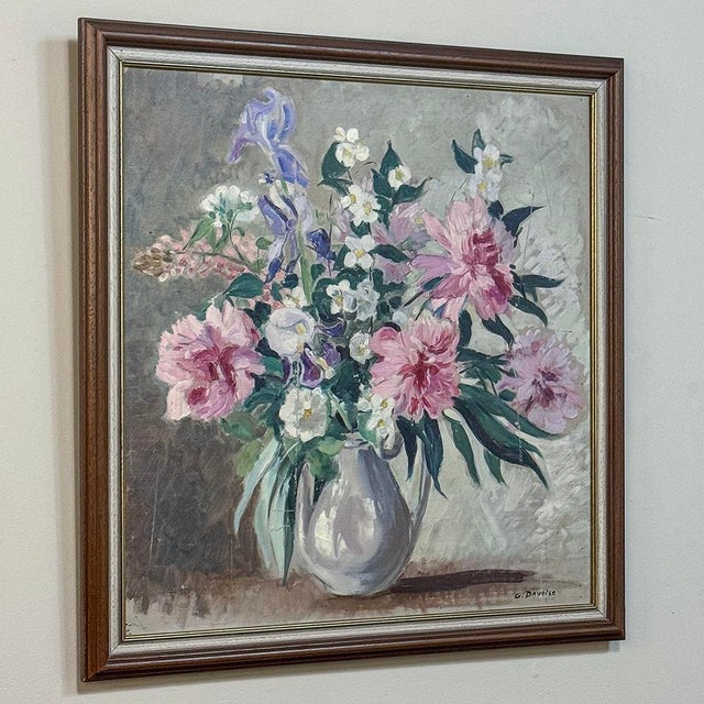 Impressionist Framed Still Life Oil Painting on Canvas by G. Davoise For Sale - Image 3 of 13