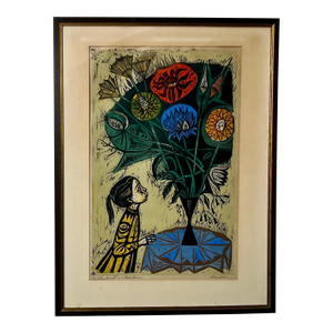 Irving Amen, the Heart Is a Garden, Signed & Numbered Color Woodcut Print 1964