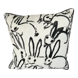 Black and White Hunt Slonem Bunny Hutch 20" Pillow by Lee Jofa For Sale
