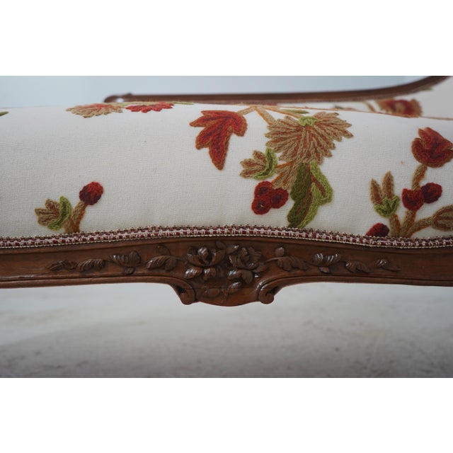 Vintage French Chaise Lounge New Crewel Work Upholstery For Sale - Image 15 of 18