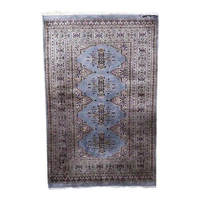 1950s, Vintage Uzbek Bukhara Handmade Rug 3 X 5 For Sale