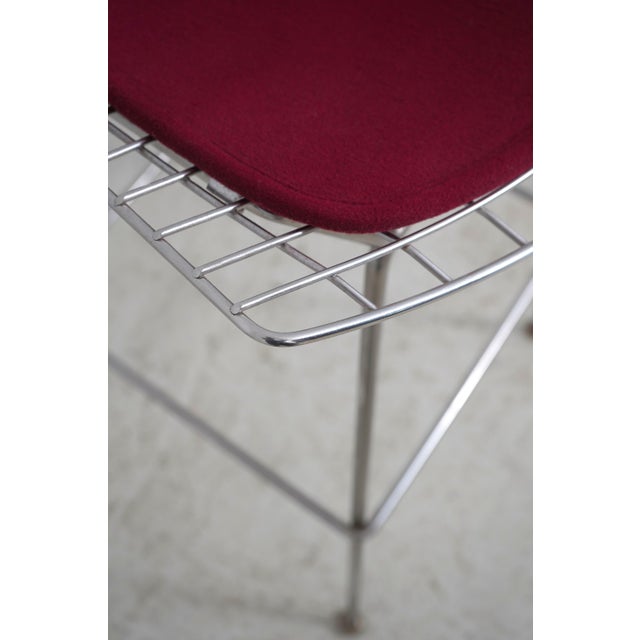 Chrome Set of 3 Harry Bertoia for Knoll Pair of Chrome Wire Frame Bar Stools For Sale - Image 8 of 18