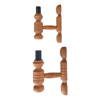 Nordic Wall Sconces in Oregon Pine, 1980s, Set of 2 For Sale