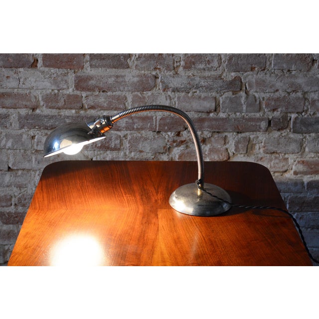 Bauhaus Table Lamp in Chrome-Plated Steel by M. Prokop, Czech, 1930s For Sale - Image 9 of 11
