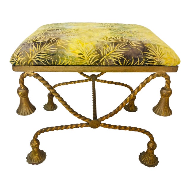 Vintage Italian Gold Tassel Stool For Sale