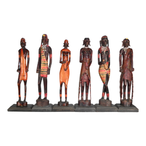 Rare Set of 6 of East African Hand-Carved Tribal Figures 1940s - 1970s
