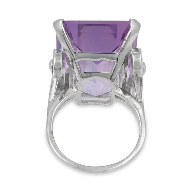 1950s Mid Century 38.00 Carat Amethyst 14k White Gold Cocktail Ring, Size 8.75 For Sale In Los Angeles - Image 6 of 6