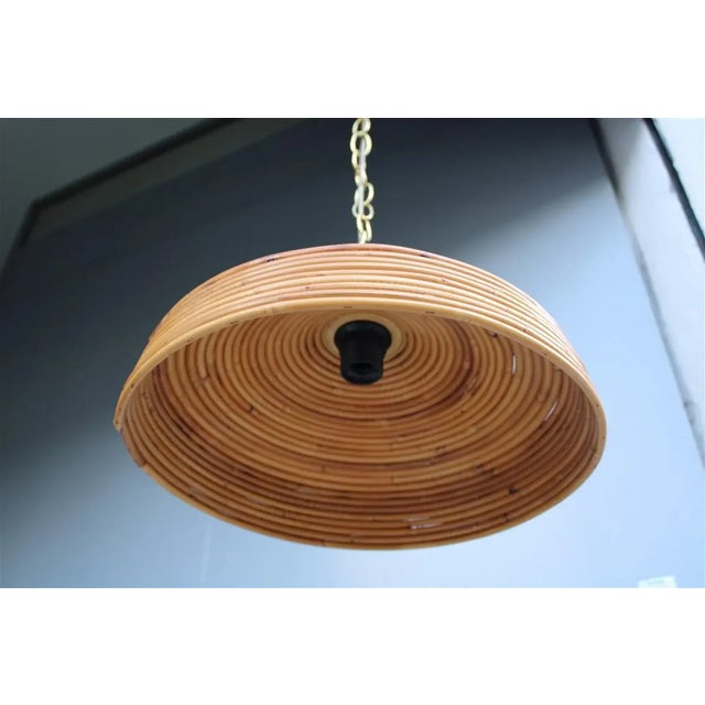 Italian Round Bamboo Chandelier, 1950s For Sale - Image 9 of 10