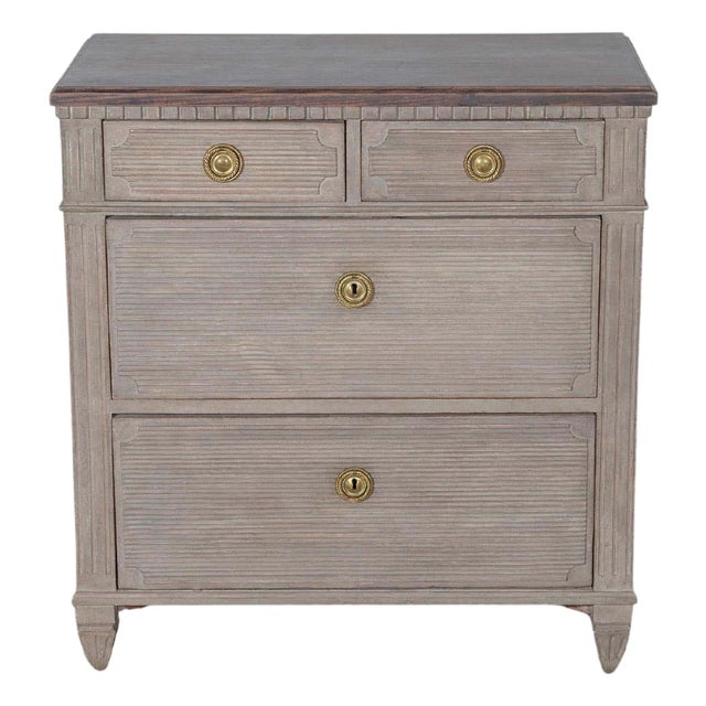 Mid 20th Century Swedish Gustavian Painted Chest of Drawers For Sale