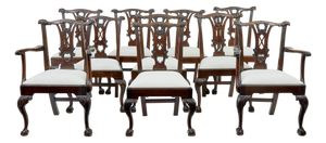 19th Century Chippendale Dining Chairs, 1860s, Set of 10