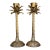 Made in India British Colonial Solid Brass Palm Tree Candle Holders - A Pair For Sale