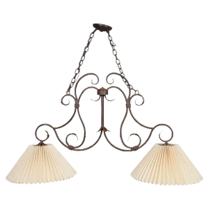 Vintage Dana Creath Designs Scrolled Iron 2 Light Acanthus Leaf Pendant Chandelier