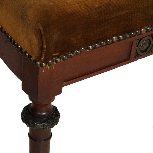 Set of 19th Century Art Nouveau Walnut & Velvet Side Chairs For Sale - Image 3 of 5