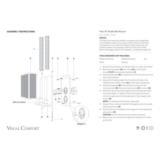 Modern Barbara Barry for Visual Comfort Signature York 16" Double Box Sconce in Polished Nickel with Clear Ribbed Glass For Sale - Image 3 of 4