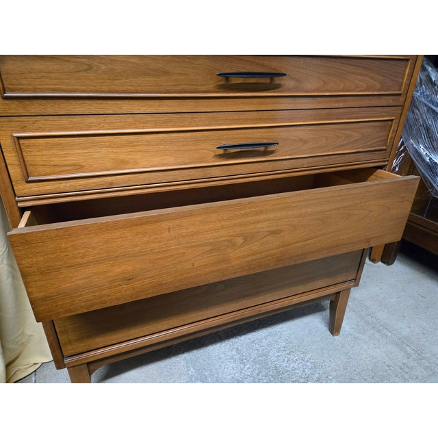 Brown 1960s Dixie Walnut Mid-Century Chest of Drawers For Sale - Image 8 of 12