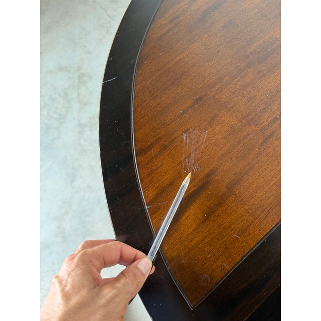 Vintage Asian-Style Black Lacquer Wood Round-to-Oval Extension Dining Table For Sale - Image 16 of 18