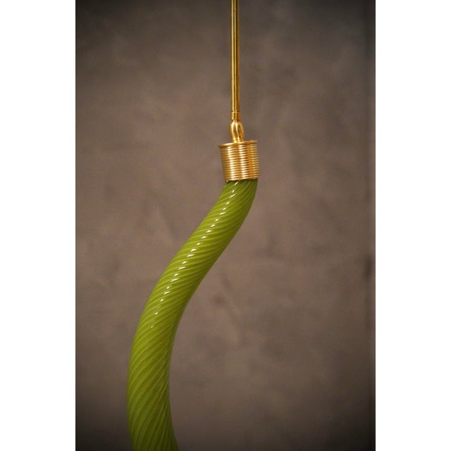 Gold Green Murano Glass and Brass Pendant, 1960 For Sale - Image 8 of 12