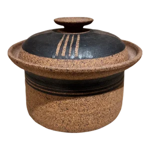 1970s Modernist Stoneware Art Pottery Casserole Pot