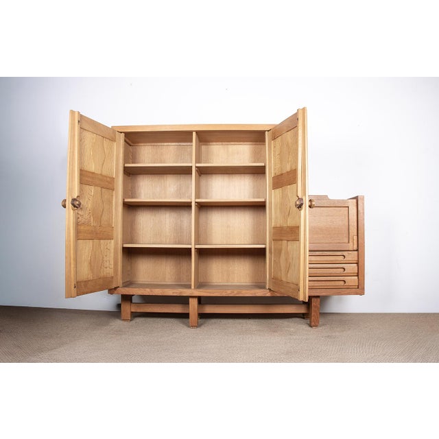 1960s Double Buffet in Oak with Earthenware Tiles by Boleslaw Danikowski for Guillerme et Chambron / Votre Maison, 1960s For Sale - Image 5 of 18