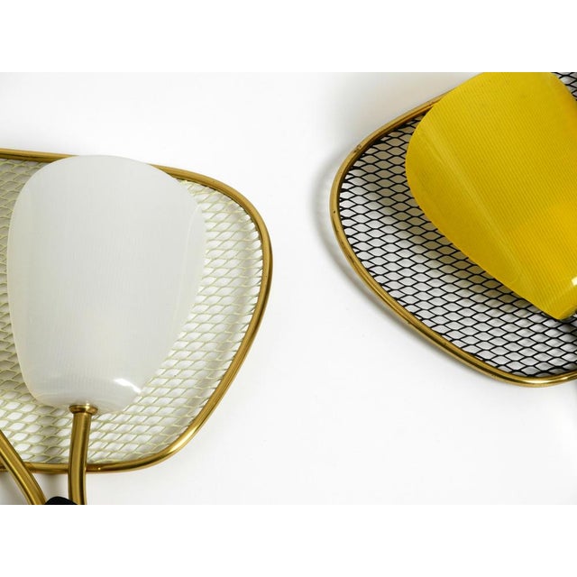 Large Mid-Century Modern Expanded Metal Wall Lamps with Acrylic Glass Shades, 1950s, Set of 2 For Sale - Image 16 of 18