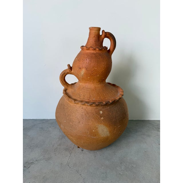 Large Vintage Organic Handmade Terracotta Vase For Sale - Image 12 of 12