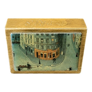 Vintage Brass “Paris” Matchbook Holder / Match Safe – Minimalist Mid-Century Style For Sale