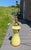 Ceramic Vintage Mid Century Atomic Ceramic Lamp Base Light Lime Green and Gold With Marble Finial 1950s For Sale - Image 7 of 18