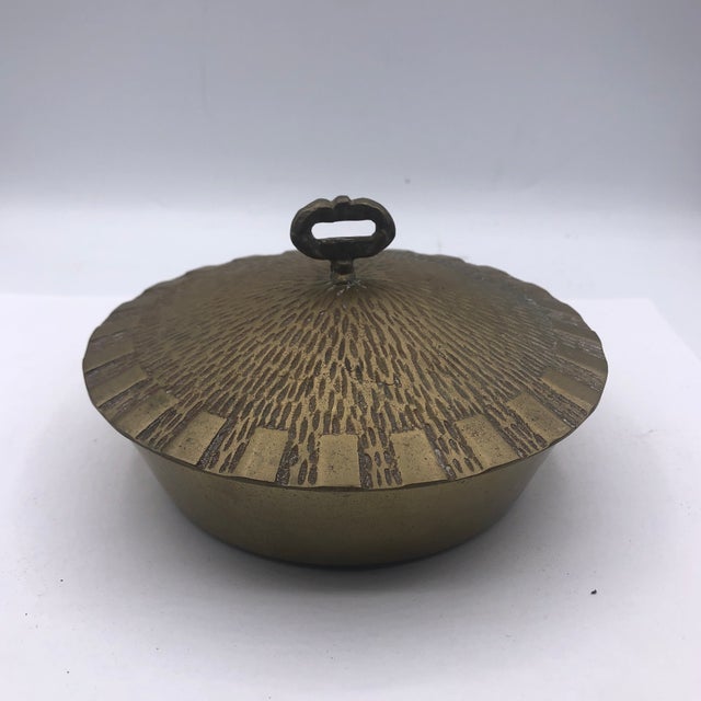 Brutalist Vintage Brass Covered Dish For Sale - Image 3 of 7