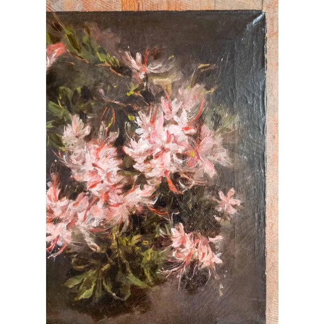 19th Century American Impressionist Floral Study of Azalea, Signed Minet For Sale - Image 4 of 18