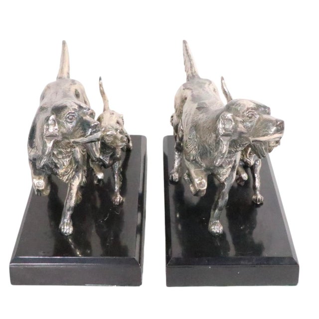 Mid 20th Century Pr. Silvered Metal Dog Bookends by the Philadelphia Mfg. Co. For Sale - Image 9 of 18