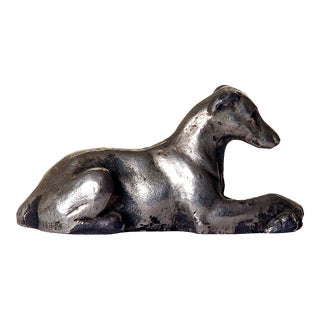 Vintage Small Cast Pewter Whippet Statue For Sale