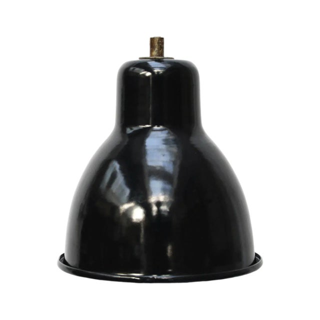 1950s Small Vintage Industrial Black Enamel Pendant Light For Sale - Image 5 of 6