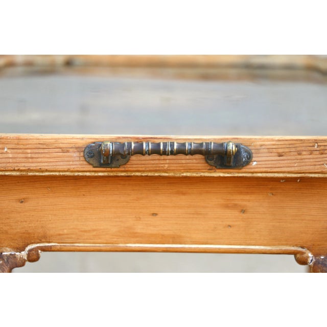 Vintage Chippendale Brass and Pine Tray Coffee Table For Sale - Image 9 of 12