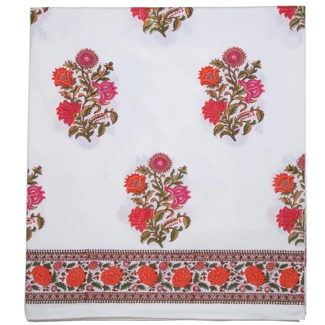Contemporary Sanya Fitted Sheet, King - Pink & Orange For Sale - Image 3 of 3