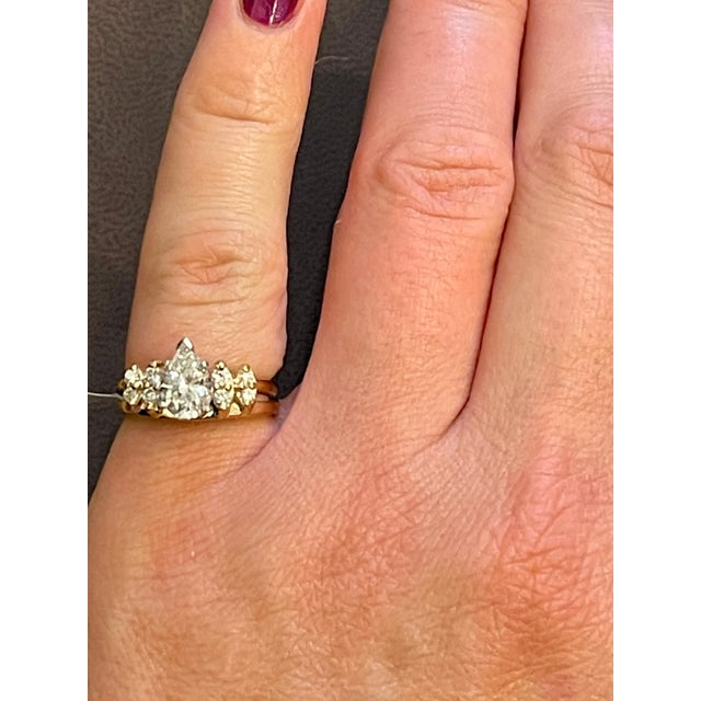 1.0 Carat Pear Shape Center Diamond Engagement 14 Karat Yellow Gold Ring For Sale - Image 14 of 18