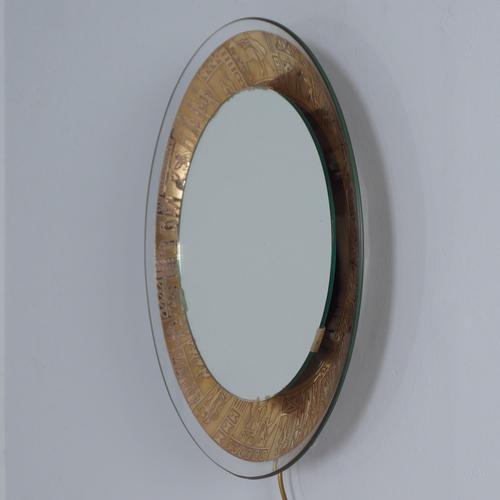 Hollywood Regency Decorative Wall Mirror with Lighting by M. Furgeri, Italy, 1960s For Sale - Image 3 of 10