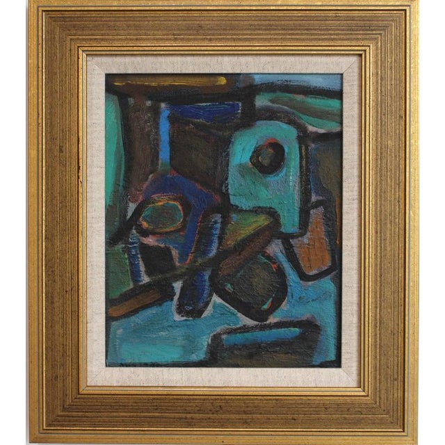 Pierre-Yves Beltran, Abstract Composition, 1980s, Oil Painting on Board, Framed For Sale - Image 15 of 15