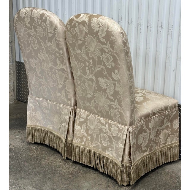 Late 20th Century Upholstered Skirted Parsons Chairs - A Pair For Sale - Image 4 of 10