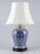 Antique double happiness Chinese blue and white porcelain vase made to lamp. Substantial statement size. Wood base and...