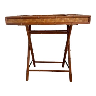 Vintage Faux Bamboo Butler Folding Tray For Sale
