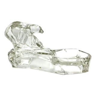 Art Deco Glass Polar Bear Ashtray attributed to Karel Zentner for Glasswork Libochovice, 1930s For Sale