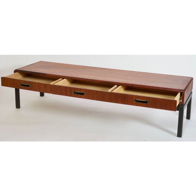 Wood Circa 1970s Jack Cartwright for Founders Mid Century Three-Drawer Walnut Coffee Table For Sale - Image 7 of 12