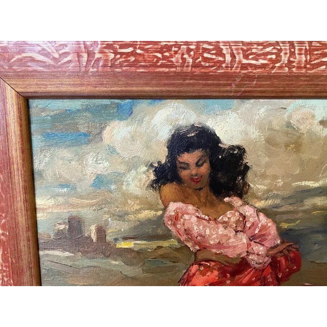 Yves Diey, Dancer, Oil on Canvas, Framed For Sale - Image 3 of 8