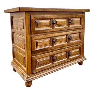 Spanish Castilian Solid Wood Chest of Drawers, Mid 20th Century For Sale