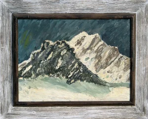 Snowy Mountains, Unknown Artist Oil on Board
