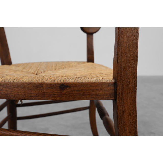 19th Century French Provincial Ladder‑back Armchair with Woven Rush Seat For Sale - Image 10 of 15