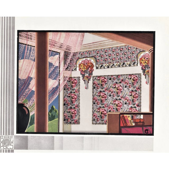 1931 French Art Deco Interior Room Design Print For Sale